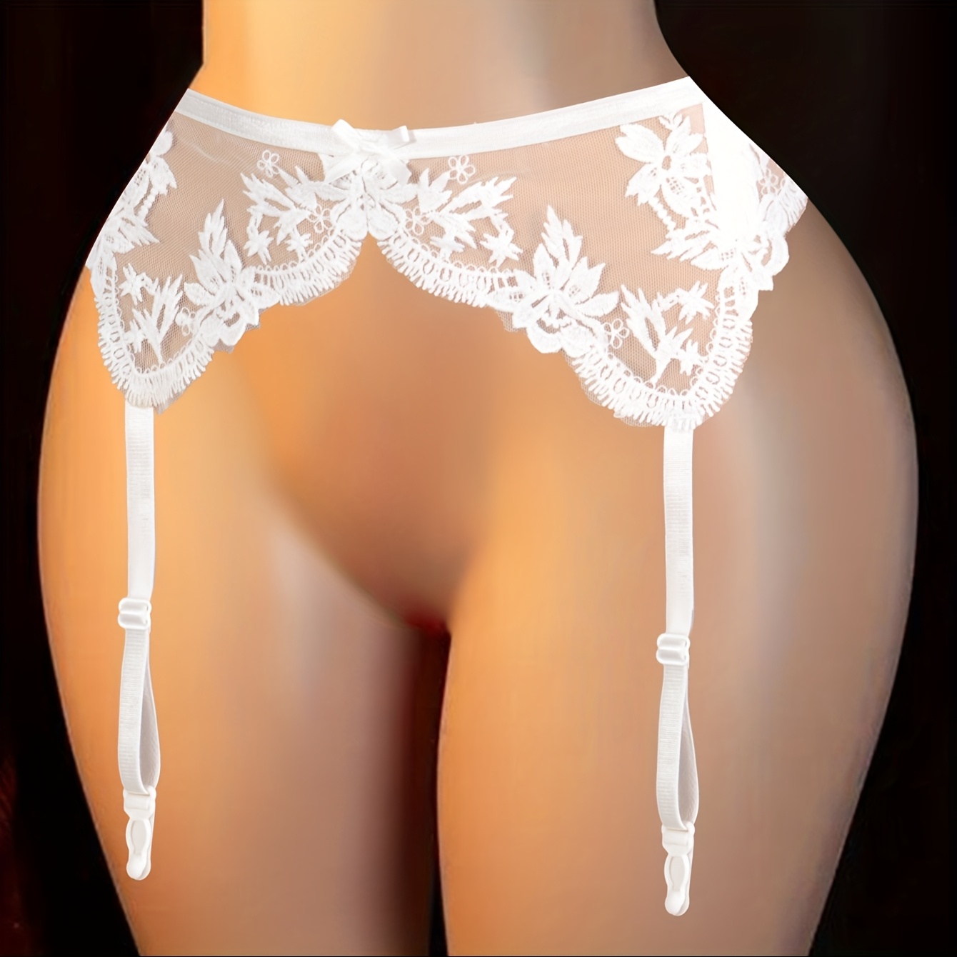 [Sexy Lace Garter] Sexy Lace Garter, Women's White Ultra-Thin Sheer Erotic Non-…
