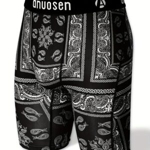 Men'S Sports Underwear with a Hip-Hop Style, Featuring Textured Prints in Black And White. It Is Moisture-Wicking, Has Print Patterns, And Includes Targeted Prints to Prevent Chafing. These Long Sports Shorts Are Quick-Drying, with Extended Length