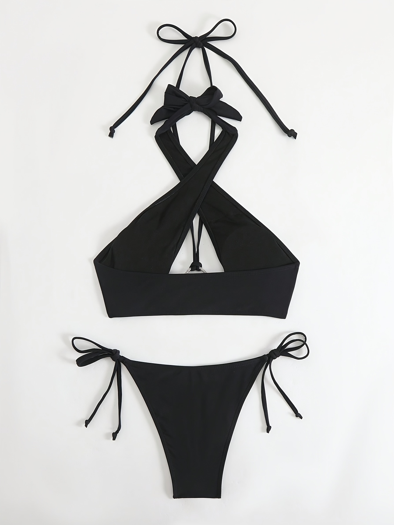 Women'S Sexy One-Shoulder Swimsuit with Cut-Out Detail & Cross Straps - High-Stretch Solid Color Swimwear for Beach, Pool, Summer Outings, High Waisted Swimsuit, Poolside Attire, Sexy Swimwear, Highelasticity Fabric, Beach Swimwear, Trendy Swimwear - Image 4