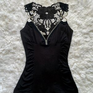 Y22K Solid Color Embroidered Lace Women'S Fashion Tank Top with a Vintage, Sexy, And Exaggerated Style.