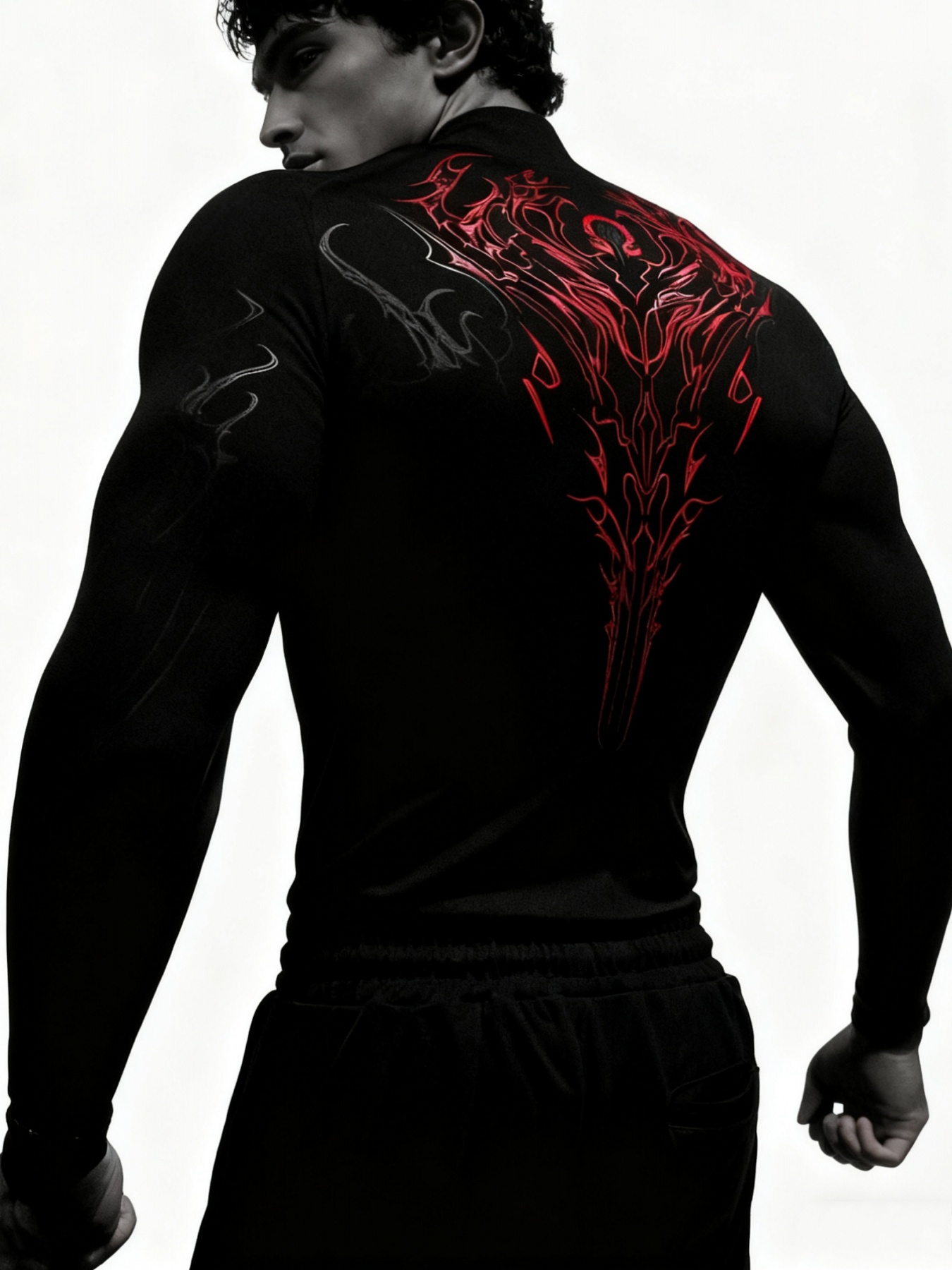 Men'S Compression Long Sleeve Shirt | High Neck Muscle Fitness T-Shirt with Geometric Print, High Stretch Fabric, Skinny Fit for Gym, Running, Basketball, Casual Wear - All-Season Sports Apparel for Men and Teens - Image 7