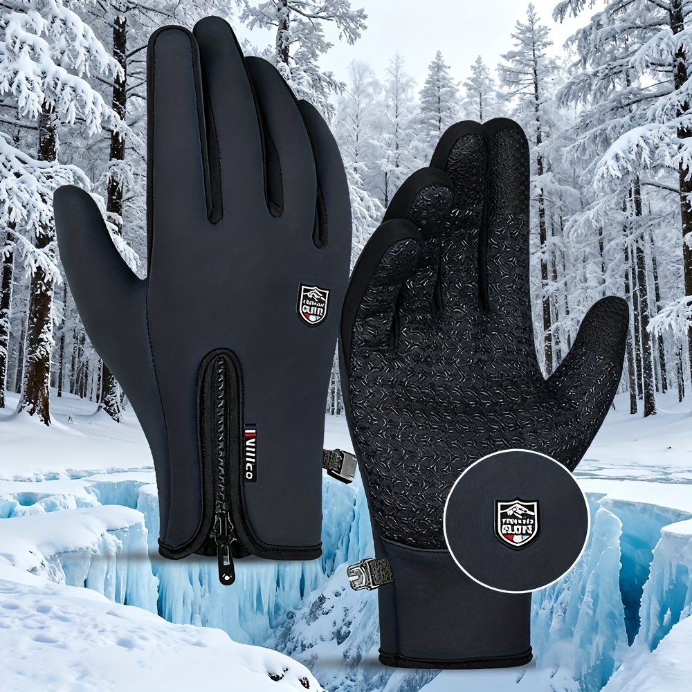 A Set of Insulated, Cozy, Wind-Resistant Gloves Designed for Touchscreen Functionality - Unisex Winter Gloves with a Thick Fleece Interior, Compatible with Touchscreens, And Machine Washable - Ideal for Cycling, Skiing, And Motorcycling - Perfect fo - Image 10