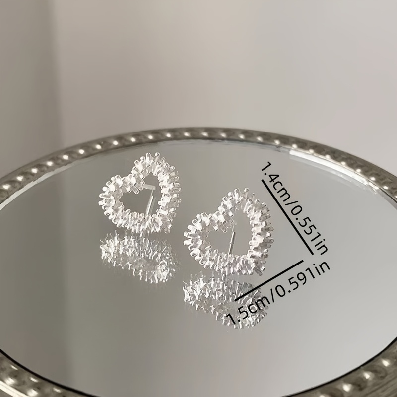 Women's Korean/Japanese Cute Heart Earrings - Minimalist Small Heart Studs, for Daily Wear & Party Jewelry, Valentine's Day Gift, Year-Round Elegant (No Plating) - Image 4