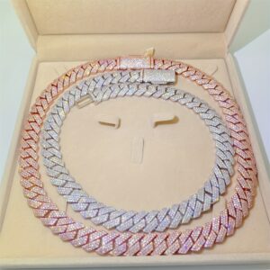 1pc of 925 silver + Moisamit 15mm necklace, a high-end Men's and Women's jewelry for weddings, parties, parties and any occasion, the perfect Valentine's Day gift for yourself and your friends