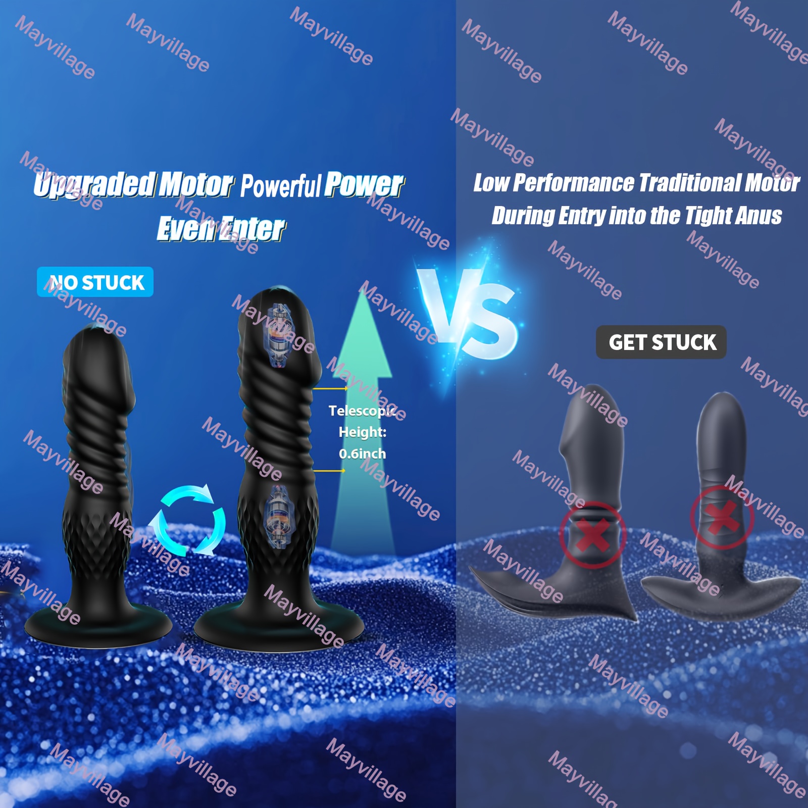 Thrusting Vibrating Dildo Anal Butt Plug G-Spot Vibrator Male Prostate Massager Adults Sex Toys for Men Women Couples, Silicone Grainy Anal Beads Remote Control Butt Plug Clit Nipples Anus Vagina G Spot Stimulators with 10 Telescopic Vibration Modes - Image 6