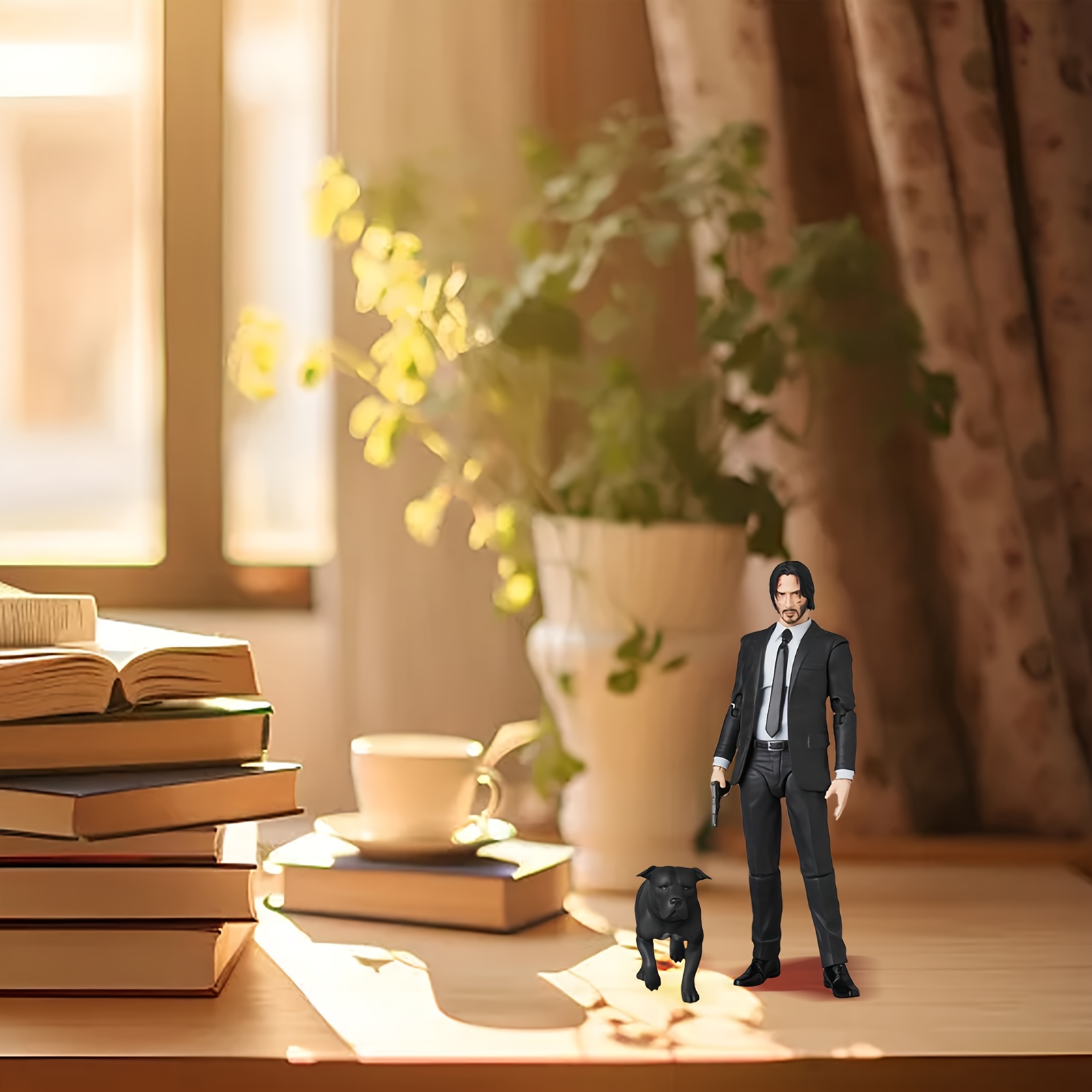 Wick Action Figure - Formal Suit & Tie Adult Collectible with Black Suit, White Shirt & Tie, Gun Accessory - Durable PVC Construction for Home/Office Display, Halloween Party Decor - Dynamic Pose Figure for Wick Fans, -Inspired Collectible Action Figure Toy - Image 3