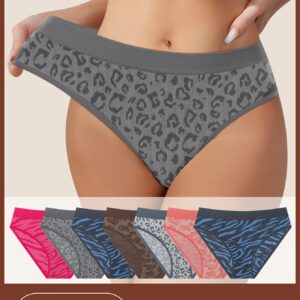 7-Pack Women's Mid-Rise Printed Panties, Seamless Briefs, Comfortable and Soft Everyday Underwear