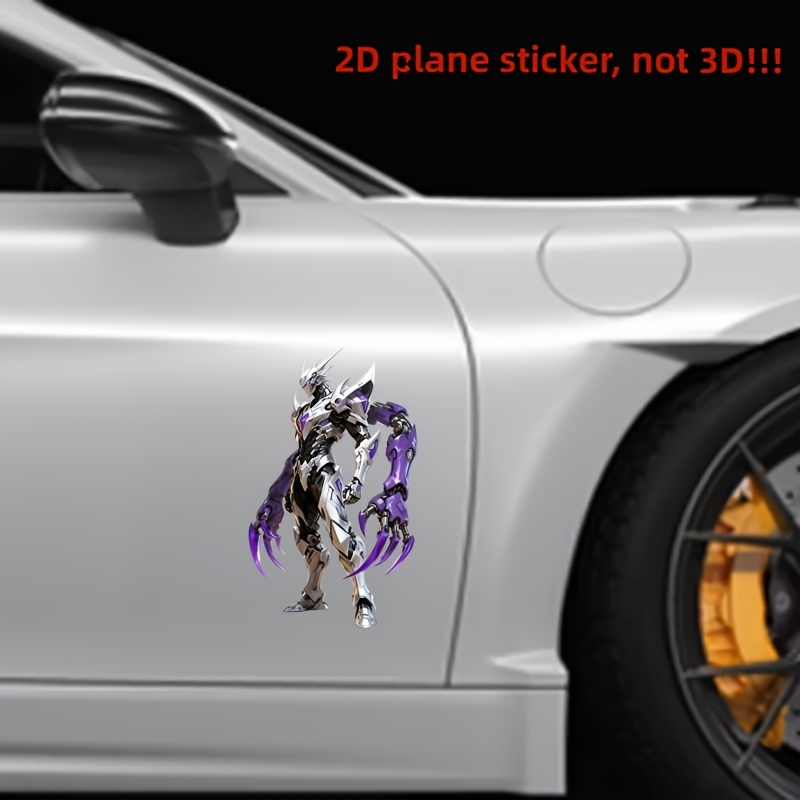 2D Flat, 2pcs Of 2D 'Silvery Armor Purple Clawed Arms' Flat PVC Stickers, Waterproof Self-adhesive Stickers, Suitable for Cars, Motorcycles, Laptops, Water Cups, Window And Door Decorations. Note: This Product Is A 2D Flat Sticker, Not 3D!!!, 2D Flat - Image 4