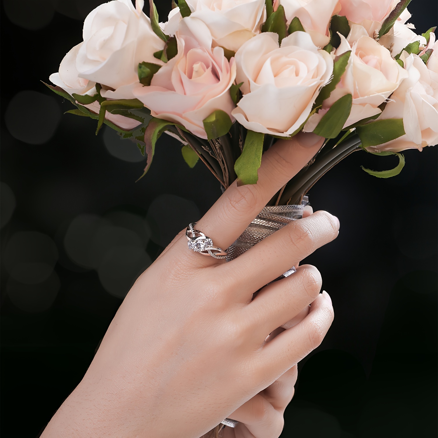 925 Sterling Silver Infinity Wedding Ring - 3 Stone, Round Cut Cubic, Bridal Set for Women, 1pc - Image 2