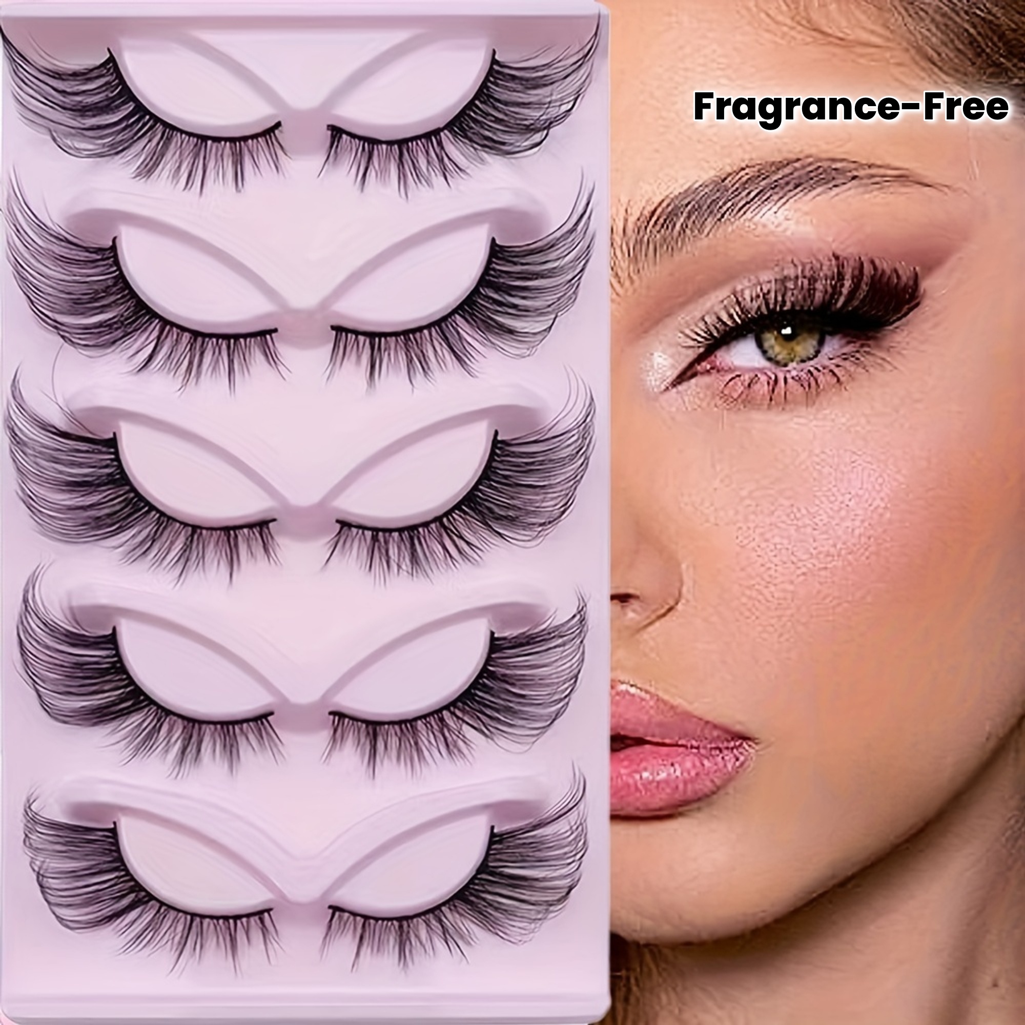 5 Pairs Luxurious Fox Eye Look False Eyelashes, 24mm Wispy Faux Mink, Fluffy Ca…