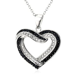 Fashionable Heart-Shaped Necklace in Black And White, For Teenager