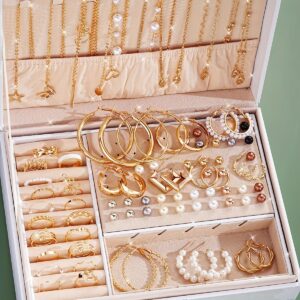 [86pcs Fashion Jewelry] 86pcs Elegant Fashionable Jewelry Set, Necklace, Earrings, Rings, and Studs for Women | Versatile Casual Attire or Holiday Gift, No Box Included