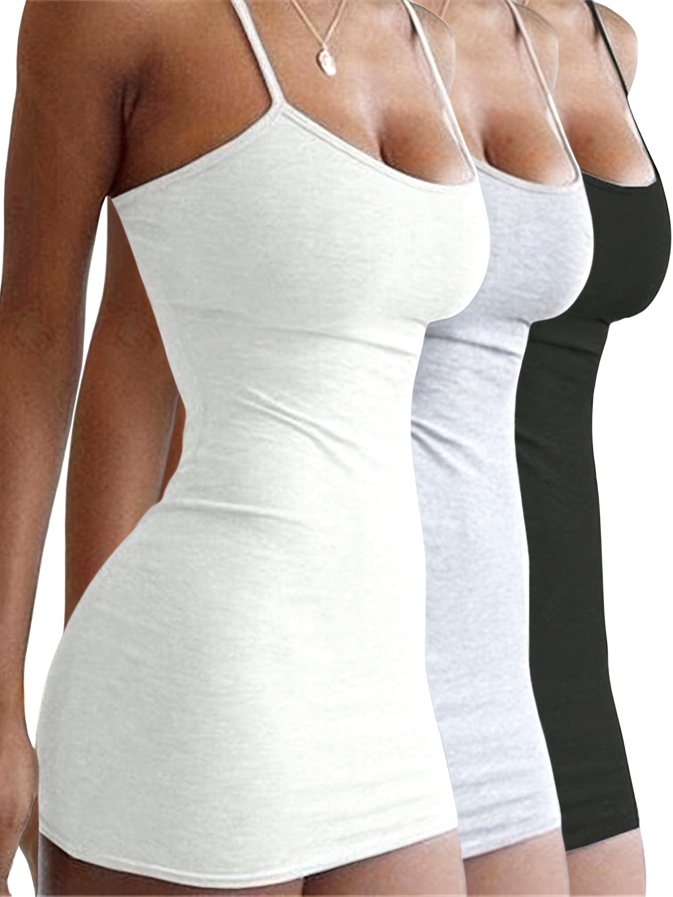3-Pack Women's Sexy Off-Shoulder Slim-Fit Dress - Stretch Machine Washable Solid Color Casual Clothing for Daily and Seasonal Wear, Dresses For Women, Womens Clothes, Short Dress, Dress For Women, Short Dresses For Women, Clubbing Outfits For Women, Undergarments For Women, Party Dresses For Women, Retro Dresses For Women, Durable Material, Easy Care