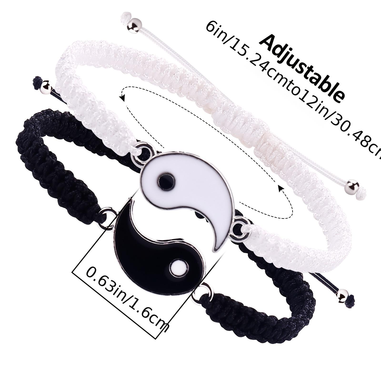 2pcs Best Friend Bracelets for 2 Adjustable Cord Thread Yin Yang Matching Bracelet for Bff Friendship Relationship Friendshop Boyfriend Girlfriend Valentines Gift, Suitable for Women - Image 6