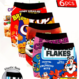 Set of 6 Men'S Novelty Long Boxer Briefs, Breathable And Comfortable Quick-Dry Elastic Shorts, Suitable for Sports, Beach, And Pool, Stylish And Casual, a Fun Birthday Gift.