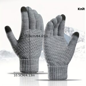 Men'S Winter Touchscreen Gloves | Full Finger Thermal Insulated Knit Gloves with PVC Coating, Warm Cold Weather Gloves for Smartphone Use, Elegant Style with Geometric Pattern