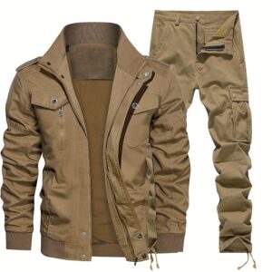 Men's Casual Suit Jacket Cargo Men Set Outdoor Hardman Coat