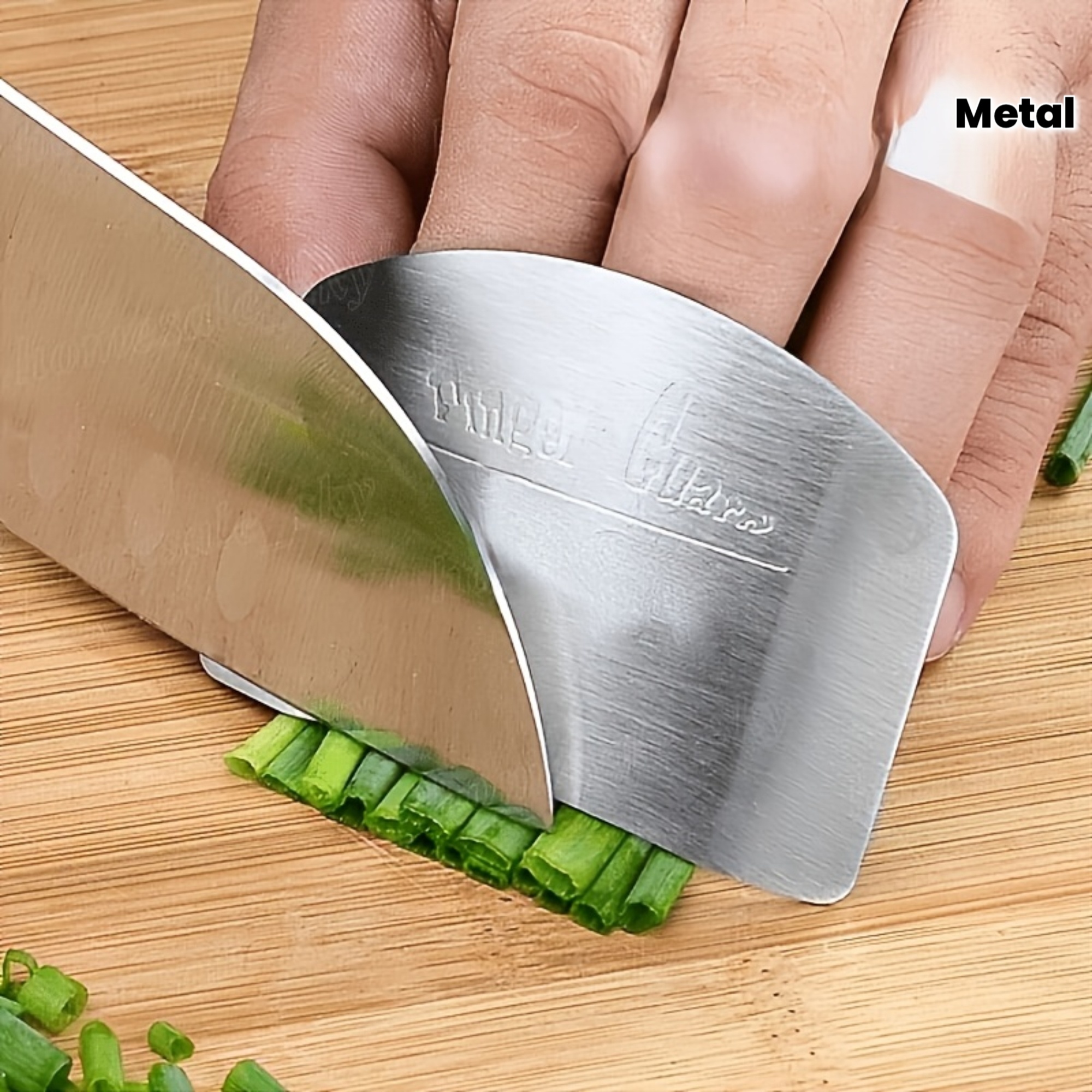 [Stainless Steel Finger Guard] 1pc Stainless Steel Finger Guard | Reusable Kitchen Safety Cutter, Metal Protective Slice Tool, Uncharged, Kitchen Accessories & Gadgets