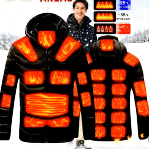 Men'S Winter Jacket, Smart Heated Jacket for Men, Adjustable Temperature Control in Size 36, Fitted Hooded Winter Coat, Battery-Powered (Compatible with Smart Banks/Power Banks) - Machine Washable Fabric, Suitable for Outdoor Activities And Casual W