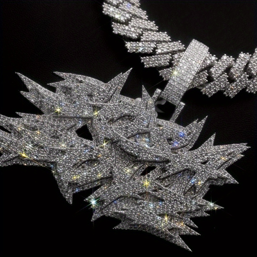 925 silver, inlaid Moissanite hip-hop style pendant, Men's and Women's necklaces, DIY letter name necklaces, birthday gifts, holiday gifts, the best gifts for boyfriends, daily wear - Image 2