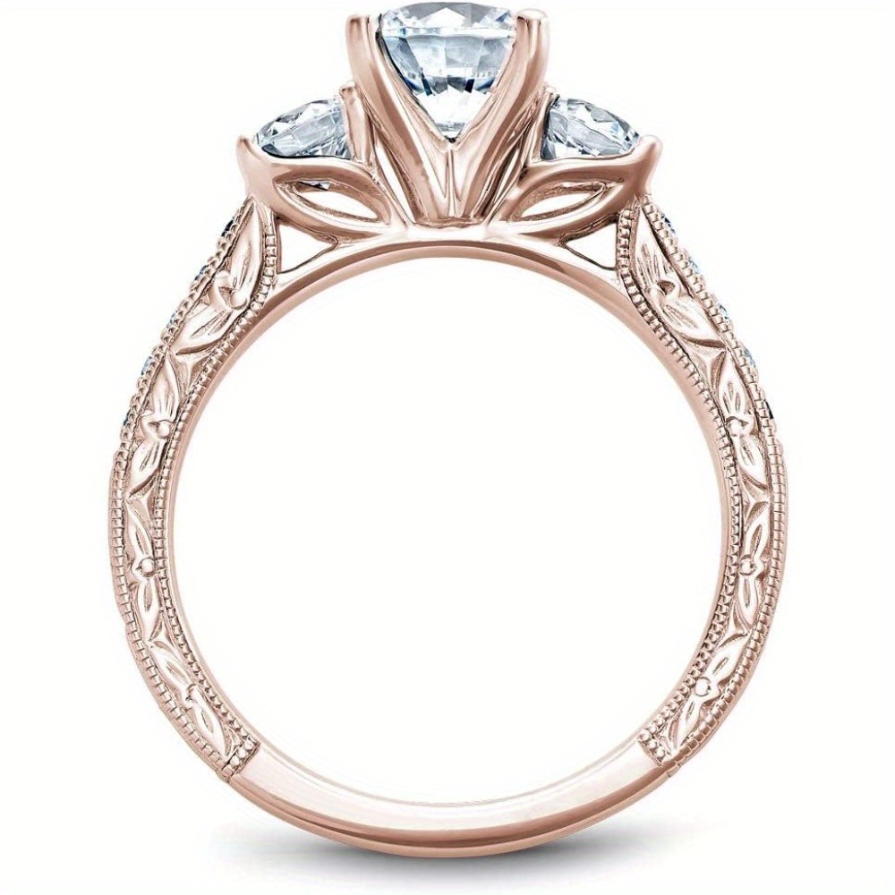 Moissanite Engagement Rings Set 925 Sterling Silver White Golden/ Yellow Golden/ Rose Golden Wedding Rings Bridal Rings Set for Women, D Color VVS1 Round Cut Bridal Sets for Women - Image 3