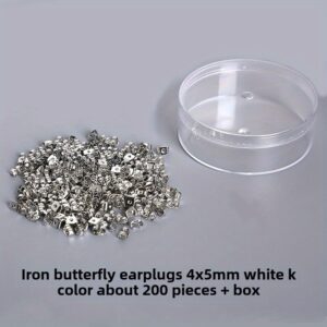 1 Box of Approximately 200 Textured Butterfly-Shaped Silvery Earplugs