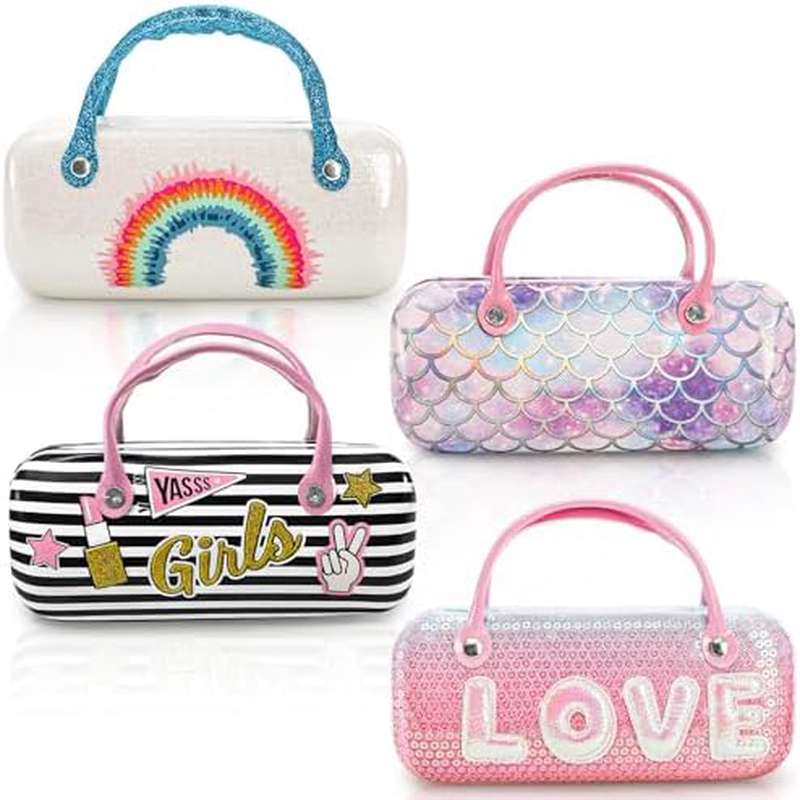 Eyeglass Case for and Women, Hard Shell with Handle, Sparkle Glitter, Protective, Suitable for Makeup Storage - Image 5