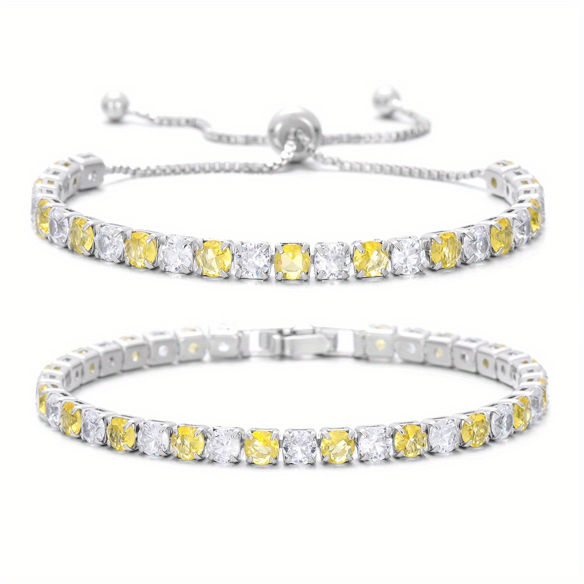 Zirconia Bracelet Set with Full Waterstones Plated K Fashion Design Tennis Bracelet Two-Pack, Jewelry, Bracelet, Bracelet Set, Bracelet Set For Women, Bracelet Set For Women Elegant, Bracelet Set For Women Luxury - Image 9