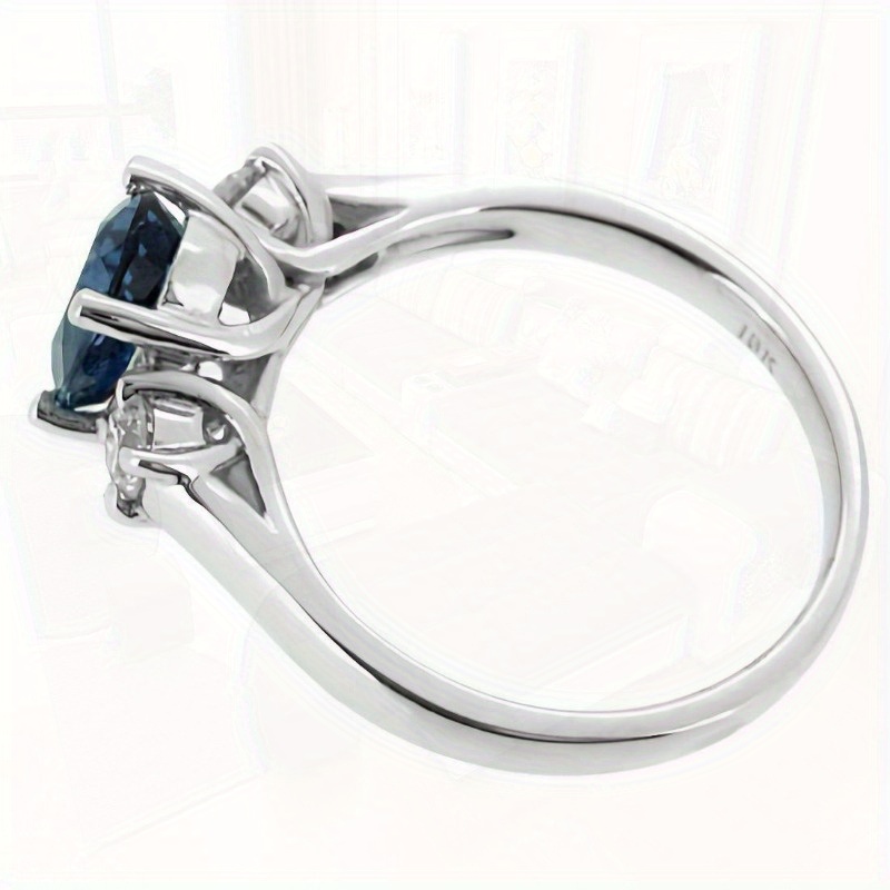 2.00 Lab-Created Oval Sapphire & Gemstone 3-Stone Wedding Ring in Golden - Elegant, 4-Prong Design, Luxury Classic Style, Valentine'S Day and Elegant Occasions, Valentine'S Day Rings | Elegant Wedding Rings | Luxury Ring Designs, Gemstone Wedding Rings