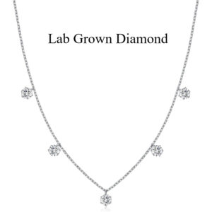 Tennis with IGI Certificate Lab Grown Lab-created Diamond D Color VVS1 Necklace for Women 5 Stones S925 Sterling Silver Necklace for Women with Certificate of Authenticity Fashion Everything Creative Mature Style Casual Classic Send Mom Gift Jewelry