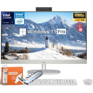 HP 2025 27" FHD All-in-One Touchscreen Desktop, Intel Ultra 7 155U 12-Core(4.8GHz), 64 GB DDR5, 2 TB SSD, Anti-Glare IPS, Adjustable Angle, Intel Graphics, Wi-Fi 6, Windows 11 Pro, w/Accessories, Home Office, Gaming Desktop, Sleek Desktop