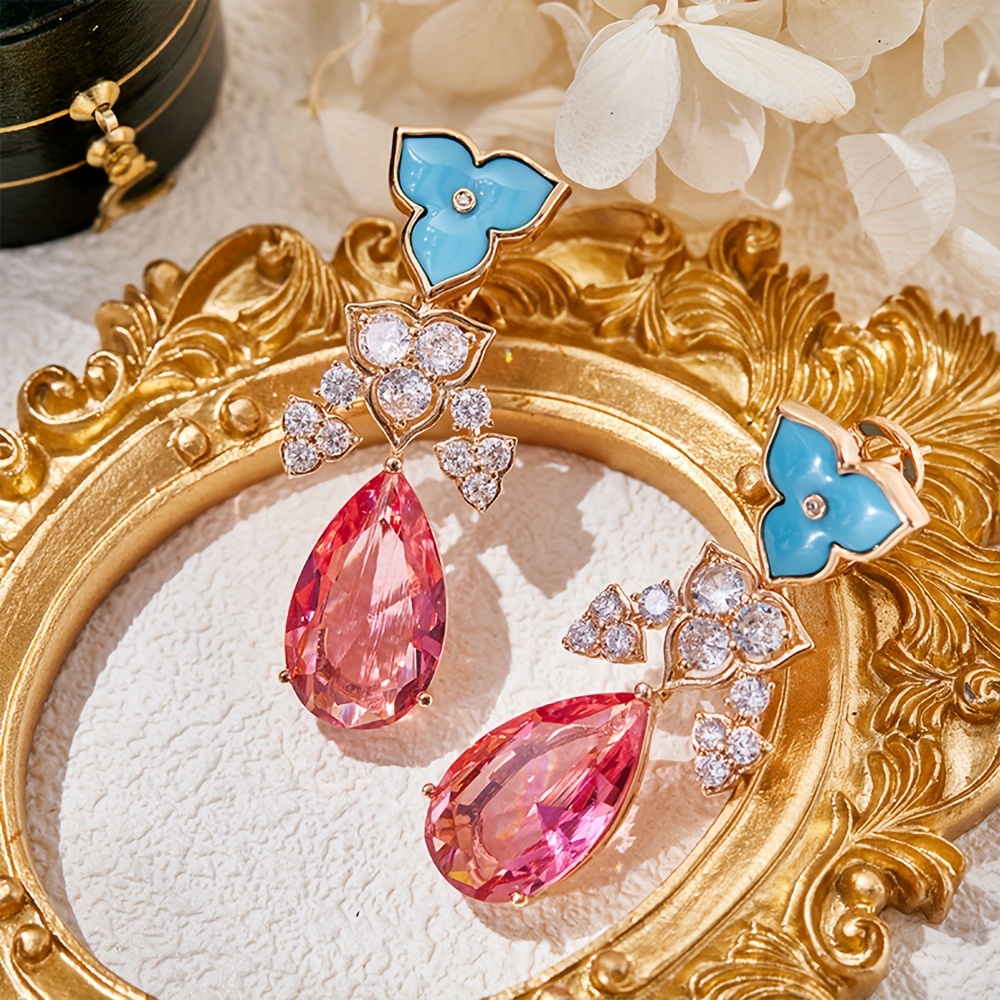 2pcs Elegant Teardrop Necklace & Earrings Set 18K Golden plated 18K Golden plated, September Birthstone (Synthetic Stone) for, Wedding/Party/Anniversary/Valentine's/Christmas Gift, Year-Round Wear for Birthdays & Special Occasions, for Teenager - Image 7