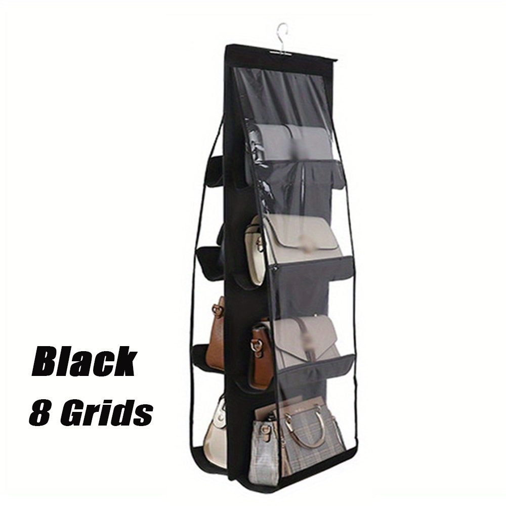 1pc LDQ Multi-Layer Handbag Organizer • 8 Pockets Foldable Oxford Cloth Hanging Storage Rack • Space-Saving Closet Organizer for Handbags, Purses & Accessories • Durable Black & Gray Design • Perfect for Christmas, Halloween, Thanksgiving • Purse Storage Organizer & Accessory Holder • Sleek Appearance & Sturdy Construction - Image 5