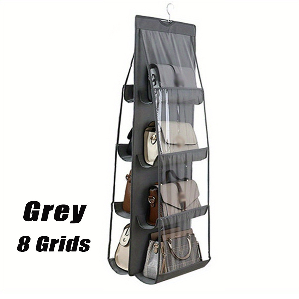 1pc LDQ Multi-Layer Handbag Organizer • 8 Pockets Foldable Oxford Cloth Hanging Storage Rack • Space-Saving Closet Organizer for Handbags, Purses & Accessories • Durable Black & Gray Design • Perfect for Christmas, Halloween, Thanksgiving • Purse Storage Organizer & Accessory Holder • Sleek Appearance & Sturdy Construction - Image 7
