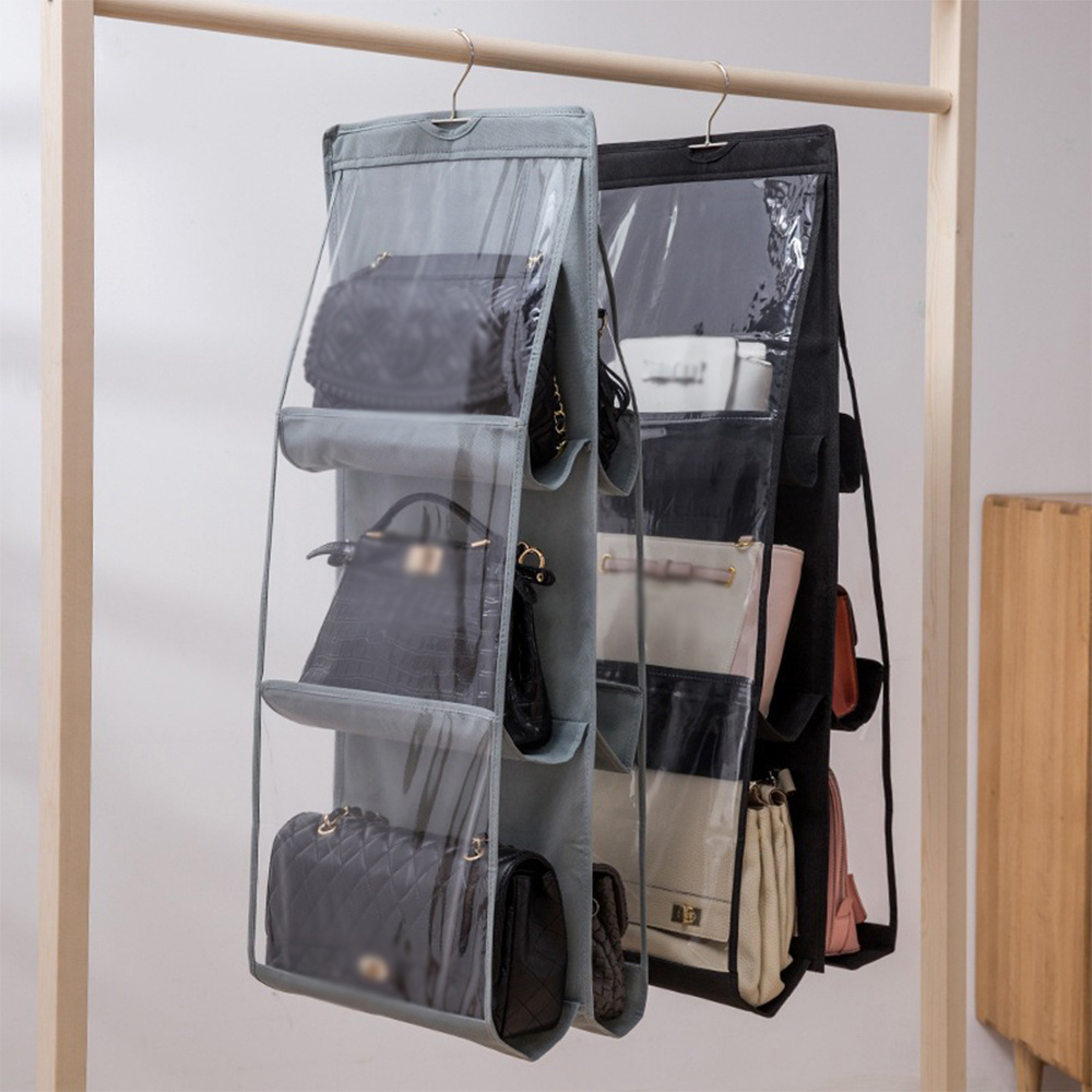 1pc LDQ Multi-Layer Handbag Organizer • 8 Pockets Foldable Oxford Cloth Hanging Storage Rack • Space-Saving Closet Organizer for Handbags, Purses & Accessories • Durable Black & Gray Design • Perfect for Christmas, Halloween, Thanksgiving • Purse Storage Organizer & Accessory Holder • Sleek Appearance & Sturdy Construction - Image 8
