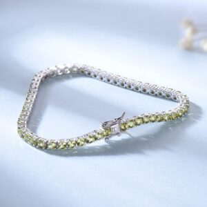 1pc light luxury style Y2k Everything S925 Silver full rhinestone peridot bracelet Simple bracelet bracelet