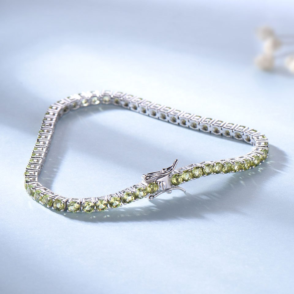 1pc light luxury style Y2k Everything S925 Silver full rhinestone peridot brace…