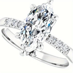 1pc S925 sterling silver Bohemian Style 2CT Marquise Cut with IGI Certificate Lab Grown D Color VVS1 Engagement Ring for Women Handmade Bridal Wedding Anniversary Proposal Gift with Round-Cut Side Stones Wedding Ring Proposal Luxurious Appea
