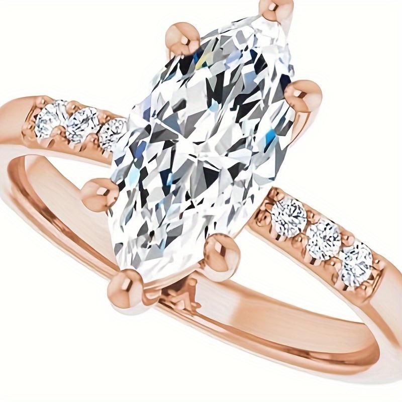1pc S925 sterling silver Bohemian Style 2CT Marquise Cut with IGI Certificate Lab Grown D Color VVS1 Engagement Ring for Women Handmade Bridal Wedding Anniversary Proposal Gift with Round-Cut Side Stones Wedding Ring Proposal Luxurious Appea - Image 8