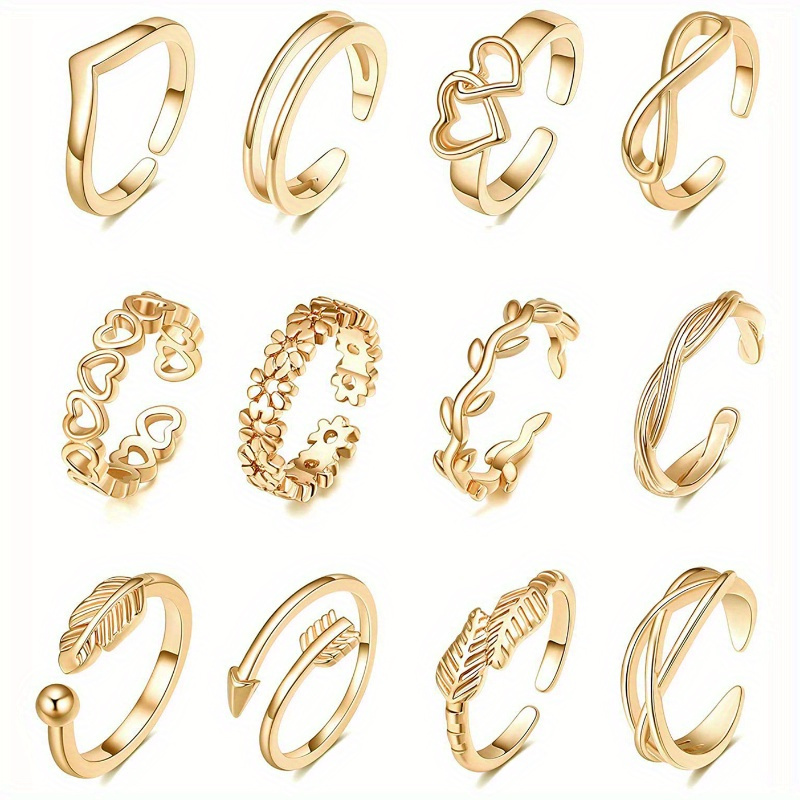12pcs Beach Foot Ring Personalized Love Women'S Foot Tail Ring Jewelry