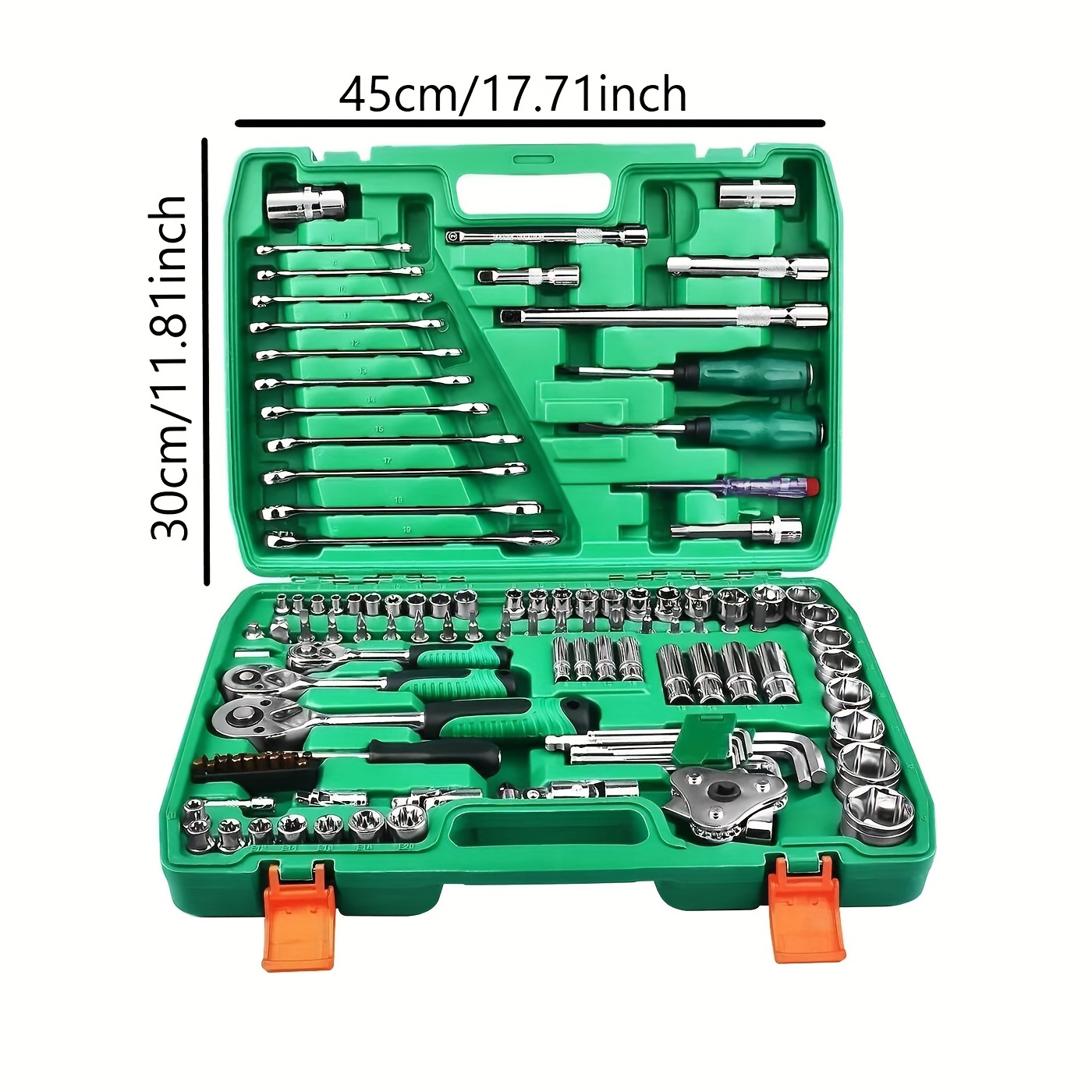 53/82/121/151PCS Heavy Duty Socket Set, (5/16 Inches to 3/4 Inches) And Metric (8 to 22mm) 1/2*1/4 Size, 6-point Design, Including Ratchet Handles, Extension Rods And Joints. Suitable for Automotive, Marine, Motorcycle Maintenance Kits - Image 8