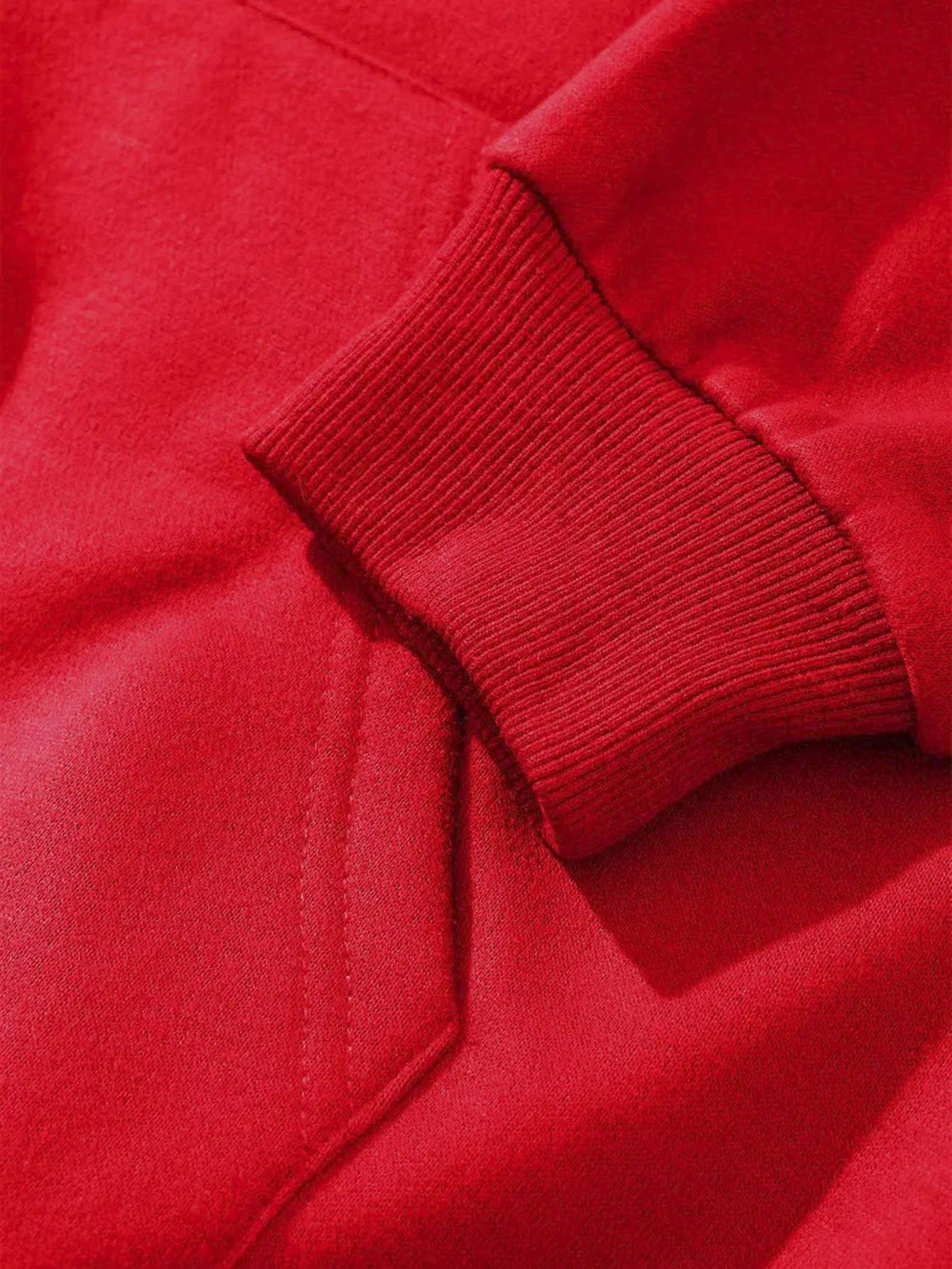 Men'S Red Joyful Face Graphic Hooded Sweatshirt with Smiling Face & Smiling Eyes Print - Soft Mid-Stretch Fabric, Adjustable Drawstring Hood & Kangaroo Pocket, Casual Streetwear for Spring/Fall, Machine Washable Regular Fit Long Sleeve Pullover Swea - Image 4