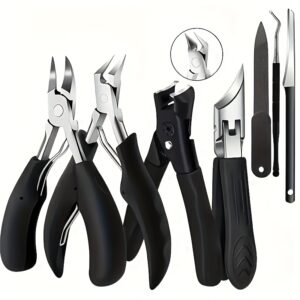 Black Stainless Steel Nail Tool Set - Durable Nail Clippers, Nail Nippers, and Nail File with Nail Clipper - Classic Black Handle, Suitable for Men, Women, and Seniors