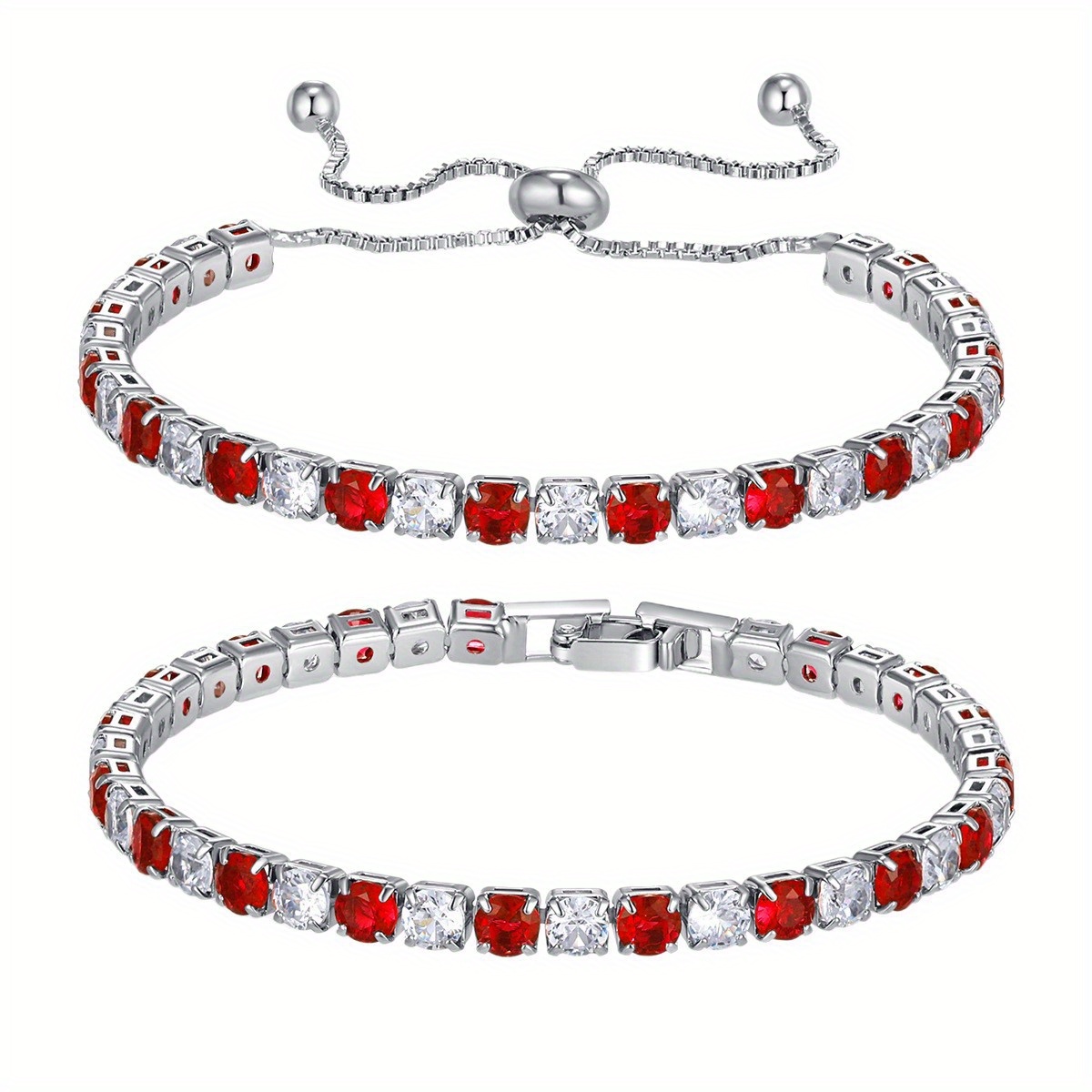 Zirconia Bracelet Set with Full Waterstones Plated K Fashion Design Tennis Bracelet Two-Pack, Jewelry, Bracelet, Bracelet Set, Bracelet Set For Women, Bracelet Set For Women Elegant, Bracelet Set For Women Luxury - Image 10