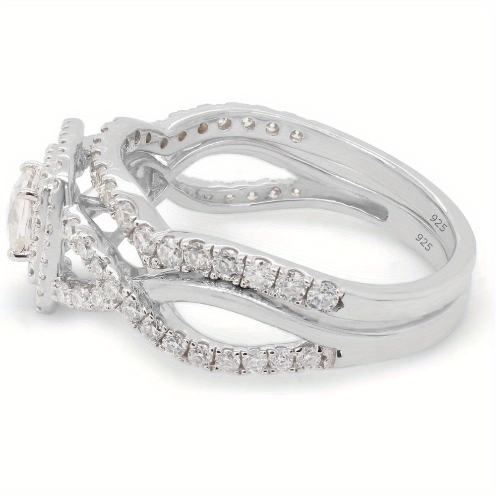 925 Silvery 0.90 Carat Princess & Round Cut Lab Moissanite Infinity Double Halo Engagement Bridal Ring Set In Christmas Gifts, Halloween Jewelry, Best Gifts for Good Friends, Holiday Gifts, Romantic Presents, Infinity Design, Elegant Jewelry, Highquality Plating, Labcreated Gemstone, Moissanite Ring, Halo Ring, Engaged Couples, Jewelry Lovers - Image 9