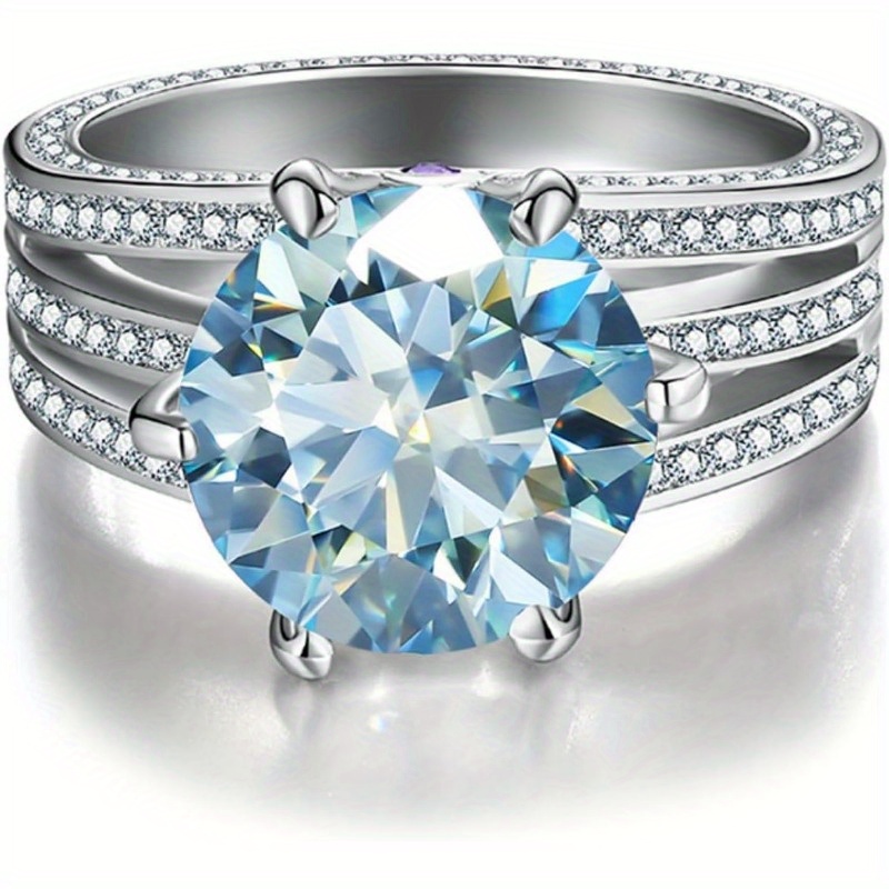 5ct Moissanite Wedding Bands for Women D Color VVS1 Clarity Sterling Silver Rings Blue/ Purple/ Pink Moissanite Engagement Rings with Certificate - Image 5