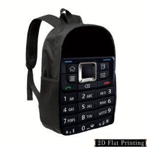 [Lightweight | Foldable] Lightweight Foldable Backpack | Cell Phone Keypad Print, Adjustable Straps & Side Pockets | Durable Fabric, Hand Washable, Minimalist Design for Commuting, College, Travel