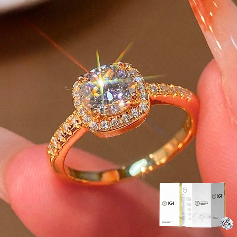 1pc 1-1.05 Carat S925 Silver Laboratory-created Engagement Ring | D Color and V…