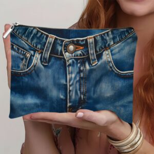 1pc Artistic Lemon Leaf Design Large Capacity Makeup Bag – Stylish Travel Cosmetic Organizer with Zipper Closure, Durable Fabric, Hand Wash Only