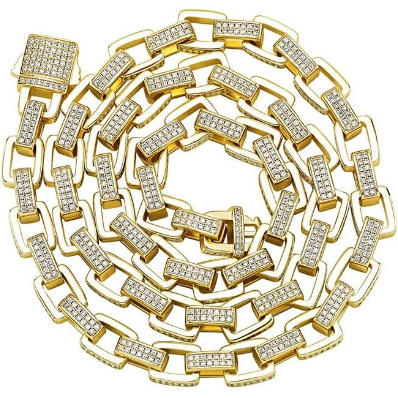 Deluxe Hip Hop Style Necklace with 8mm Lab-Crystal Pendant - Boho Luxury Design, Cuban-Inspired, Perfect for Parties & Gifts, Everyday Jewelry|Bohoinspired Necklace|Luxurious Finish, Hip Hop Jewelry - Image 4